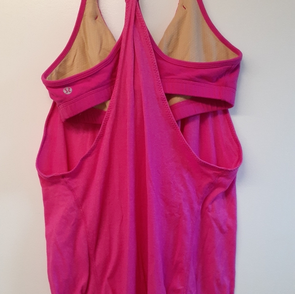 Bright pink Lululemon tank with built-in bra - size 8. - Picture 2 of 3